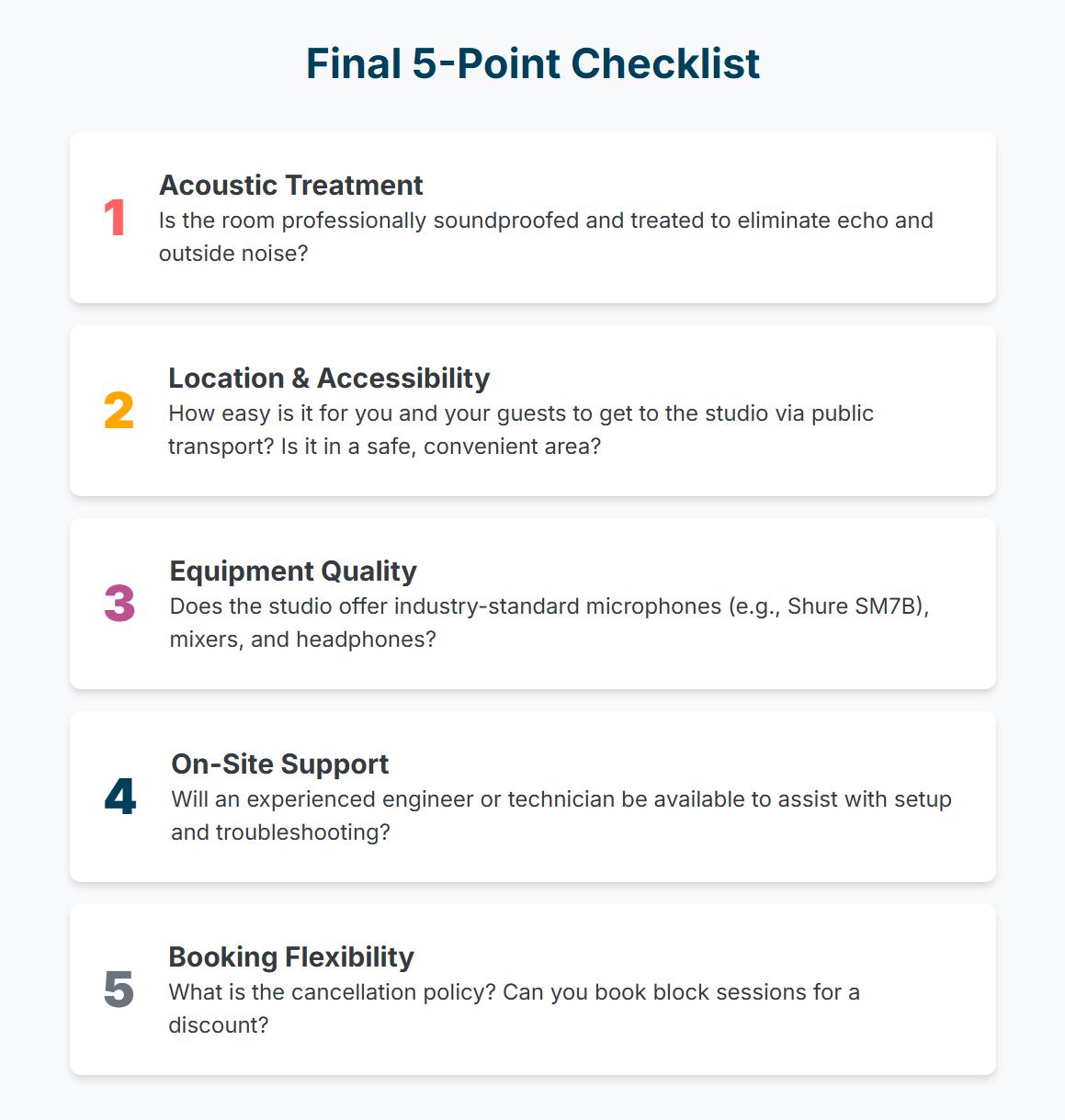The Ultimate Checklist: Everything You Need to Know Before Booking a London Podcast Studio - 13