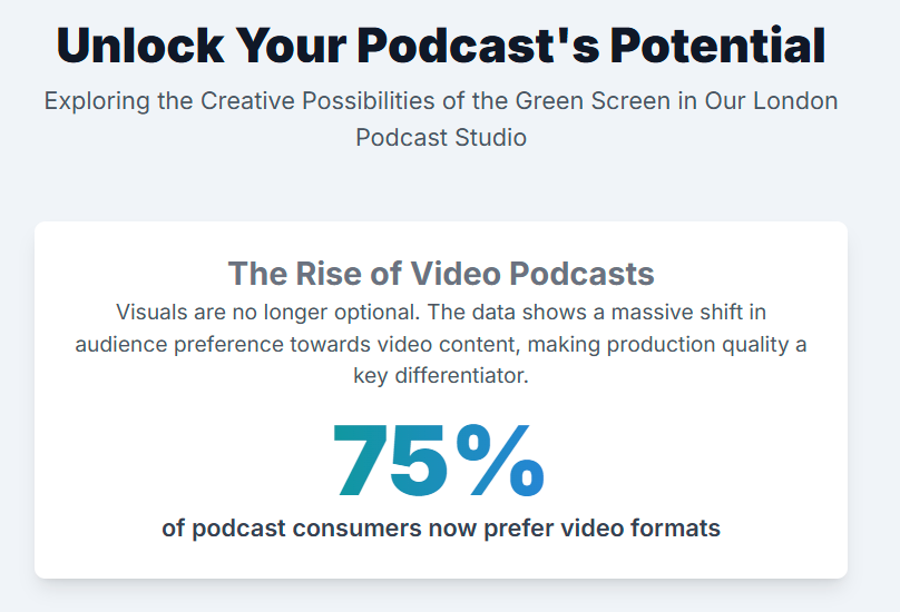 Creative Green Screen Podcast Studio London - 2