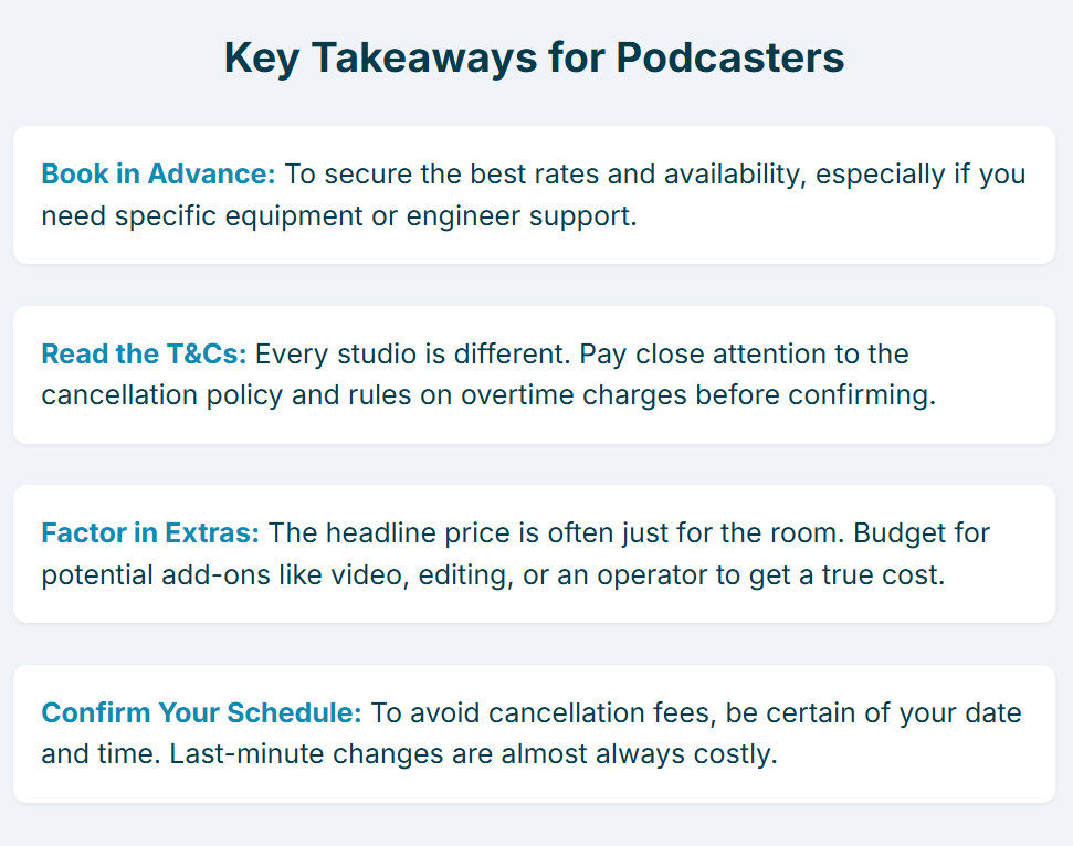 Podcast Studio London Rates and Policy - 12