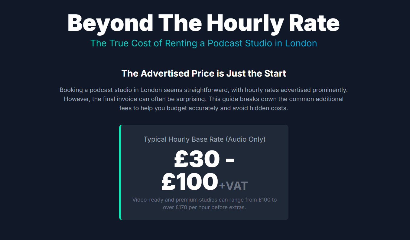 Are there any additional fees when renting a podcast studio London? - 1