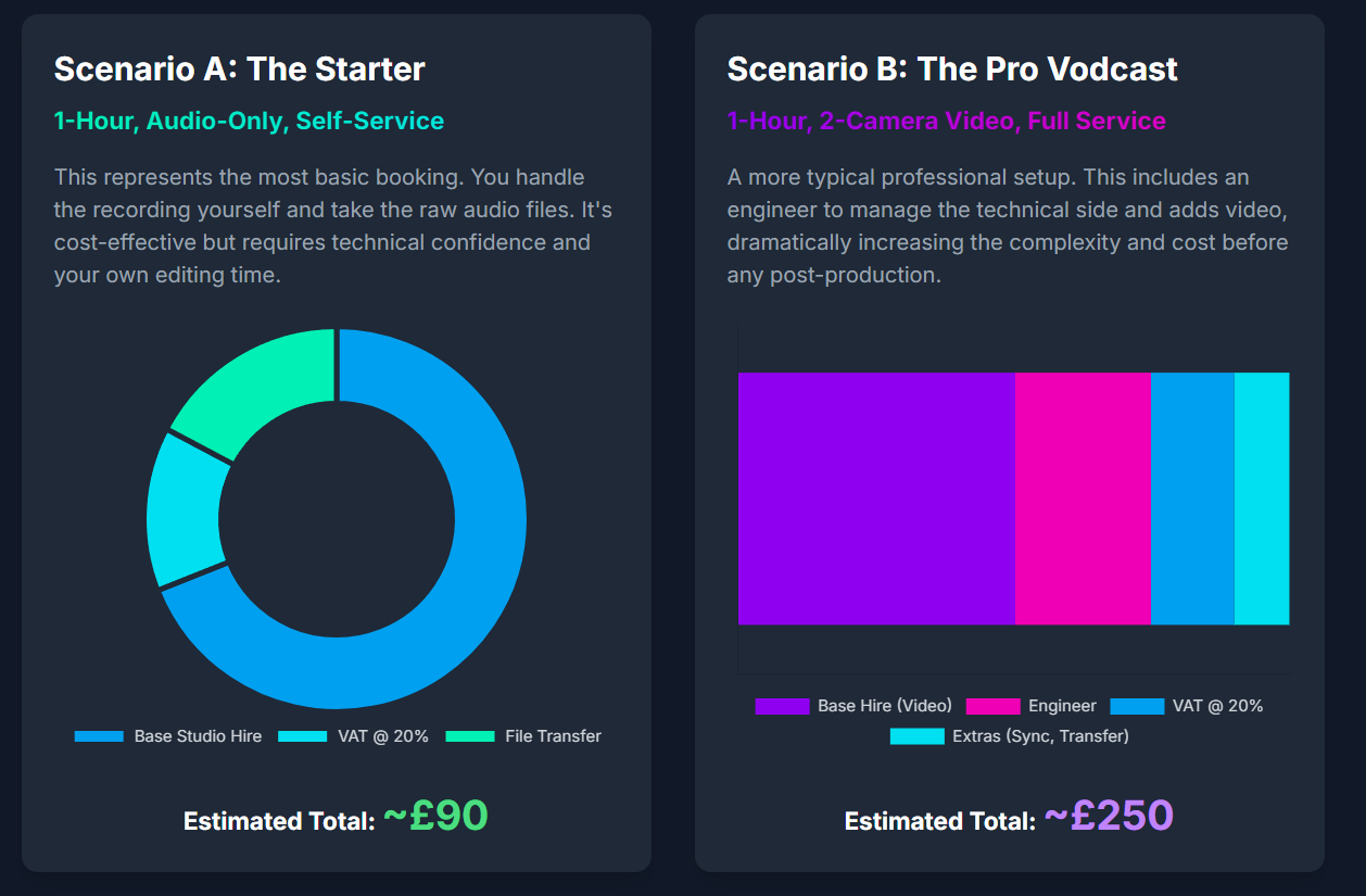 Are there any additional fees when renting a podcast studio London? - 5