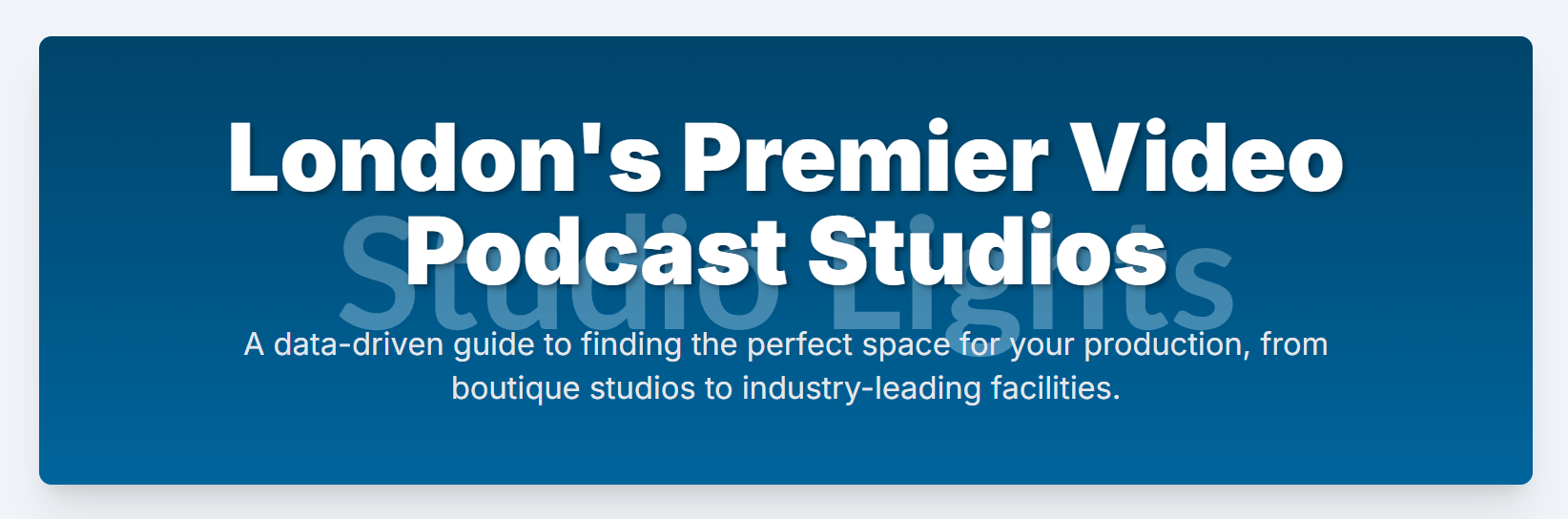 Where can I find professional video podcast studios in London? - 1