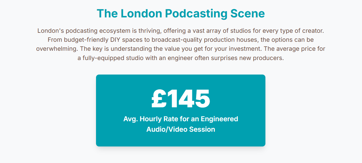 Affordable Podcast Studio options for content producer. Compare London top podcast studios and Finchley production studio - 1