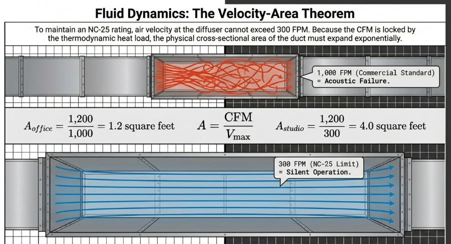Advanced Acoustic and Thermodynamic Engineering in Retrofit Environments: Formulating Air Velocity and Structural Compromises for NC-25 Studio - 5