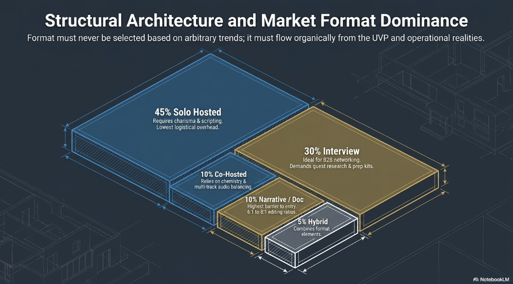 Strategic Pre-Production for a Professional Podcast: Formulating a Compelling Message and Cultivating a Hungry Audience: Architectural Blueprint: Determining the Podcast Format - 6