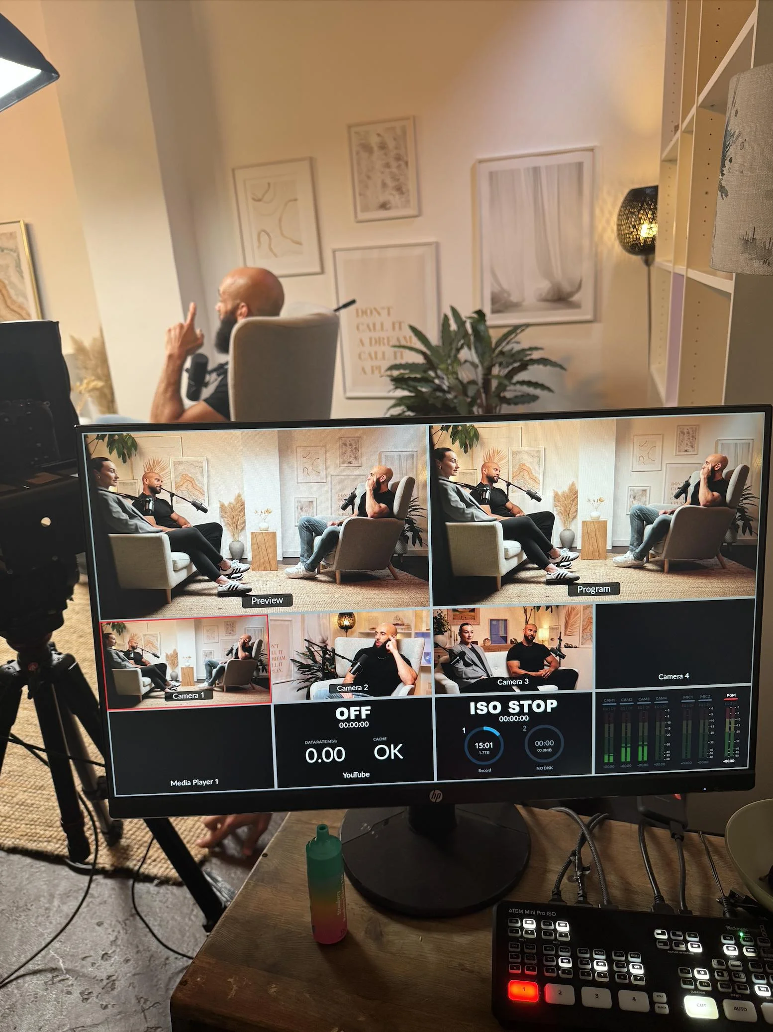 Dialogue podcast studio London – soundproofed set with professional microphones at Finchley