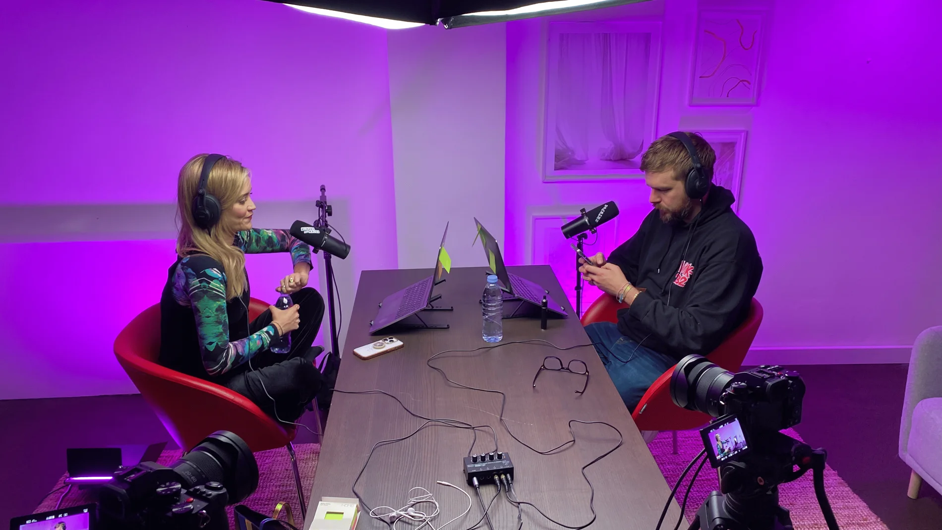 Finchley Gathering set – podcast production company London for 6-guest roundtable show