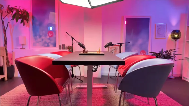 Podcast studio hire London – Gathering set for multi-guest roundtable recordings at Finchley