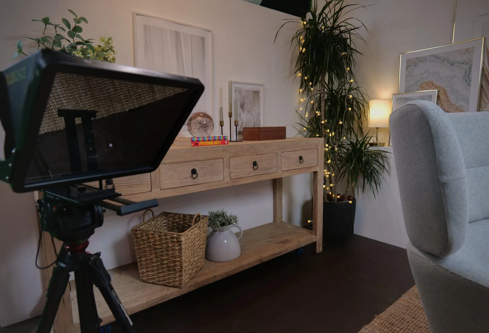 Gathering set at Finchley – podcast studio hire London for 5–6 person panel productions