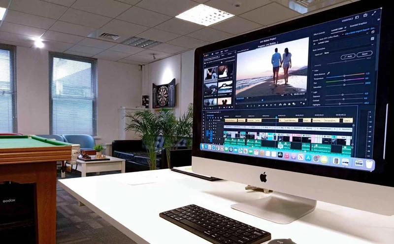 Podcast production company London – video editing suite at Finchley Studios