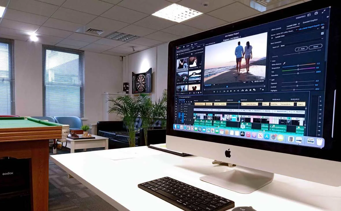 Podcast production company London – video editing suite at Finchley Studios
