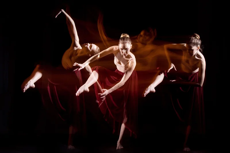 Blackout dance performance studio in London at Finchley Studios – atmospheric dark set for music videos dance and artistic performance shoots