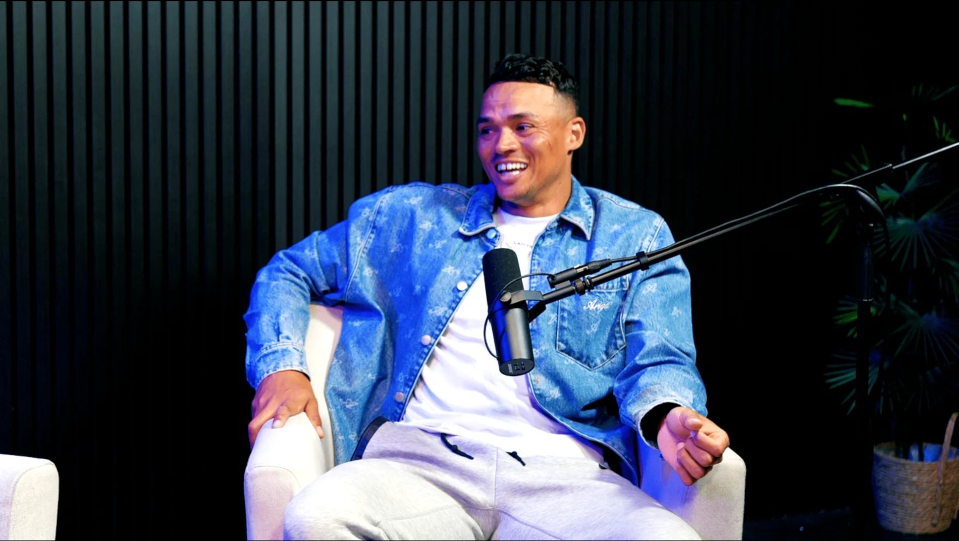 Blackwood interview studio in Finchley London – cinematic black wood backdrop for thought leadership and podcast content